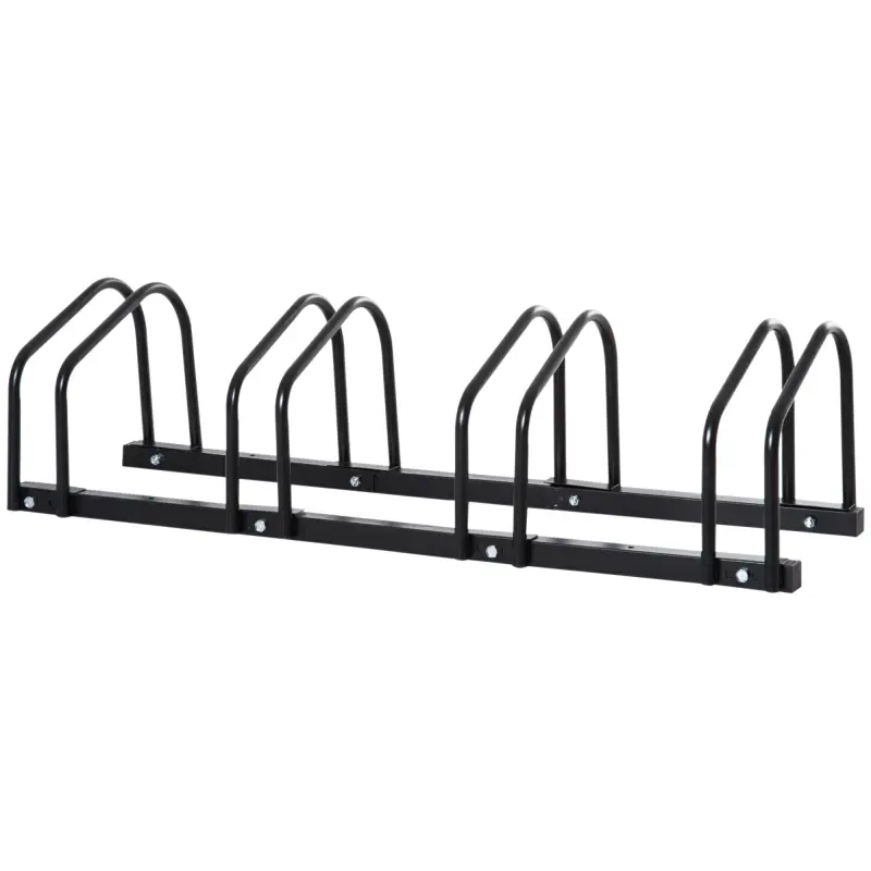 Aparcamiento para 4 Bicicletas Soporte de Acero para Aparcar Bicicletas en el Suelo o Pared 110x33x27 cm Negro