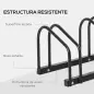 Aparcamiento para 4 Bicicletas Soporte de Acero para Aparcar Bicicletas en el Suelo o Pared 110x33x27 cm Negro