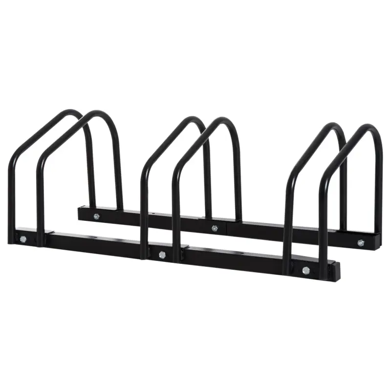 Aparcamiento para 3 Bicicletas Soporte de Acero para Aparcar Bicicletas en el Suelo o Pared 76x33x27 cm Negro