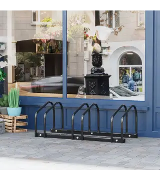 Aparcamiento para 3 Bicicletas Soporte de Acero para Aparcar Bicicletas en el Suelo o Pared 76x33x27 cm Negro