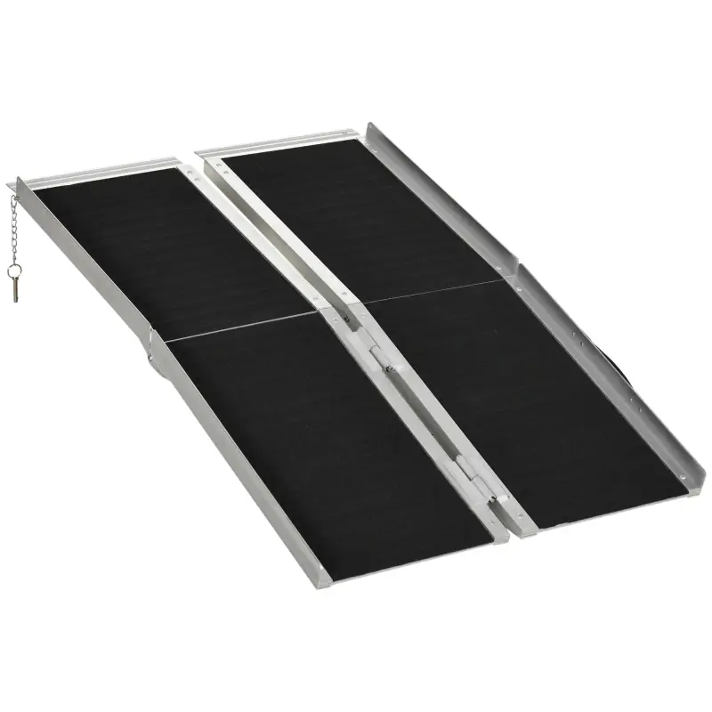 Rampa para Silla de Ruedas Plegable 122x73,5 cm Rampa Portátil de Aluminio Rampa de Umbral Antideslizante Negro