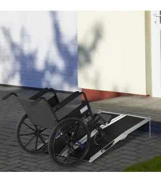 Rampa para Silla de Ruedas Plegable 122x73,5 cm Rampa Portátil de Aluminio Rampa de Umbral Antideslizante Negro