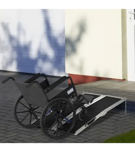 Rampa para Silla de Ruedas Plegable 122x73,5 cm Rampa Portátil de Aluminio Rampa de Umbral Antideslizante Negro