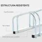 Aparcamiento para 6 Bicicletas Soporte de Acero para Aparcar Bicicletas en el Suelo o Pared 179x33x27 cm Plata