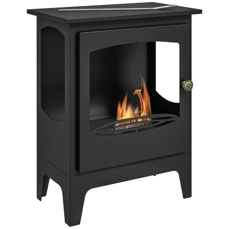 Chimenea de Etanol 7000BTU Chimenea de Bioetanol de Acero Tanque de 0,9 L Tiempo de Combustión 3H 39x26x54 cm Negro