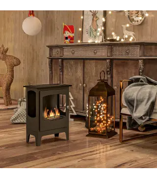 Chimenea de Etanol 7000BTU Chimenea de Bioetanol de Acero Tanque de 0,9 L Tiempo de Combustión 3H 39x26x54 cm Negro