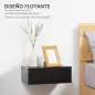 Set de 2 Mesitas de Noche Flotantes con 1 Cajón Diseño Montado en la Pared Estilo Moderno 40x30x15 cm Negro