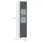 Armario Alto de Baño Mueble Columna de Baño con 2 Puertas de Vidrio Templado y Estantes Ajustables 37x35x190 cm Blanco y