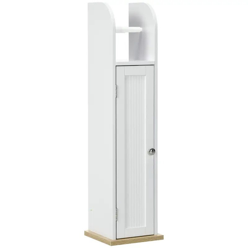 Armario de Baño con Soporte para el Papel Higiénico y Armario de 3 Compartimentos 20x20x80 cm Blanco