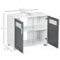 Mueble para Debajo del Lavabo Armario de Baño Bajo Lavabo con 2 Puertas de Vidrio Templado 69x35x59 cm Blanco y Gris