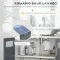 Mueble para Debajo del Lavabo Armario de Baño Bajo Lavabo con 2 Puertas de Vidrio Templado 69x35x59 cm Blanco y Gris