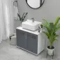 Mueble para Debajo del Lavabo Armario de Baño Bajo Lavabo con 2 Puertas de Vidrio Templado 69x35x59 cm Blanco y Gris