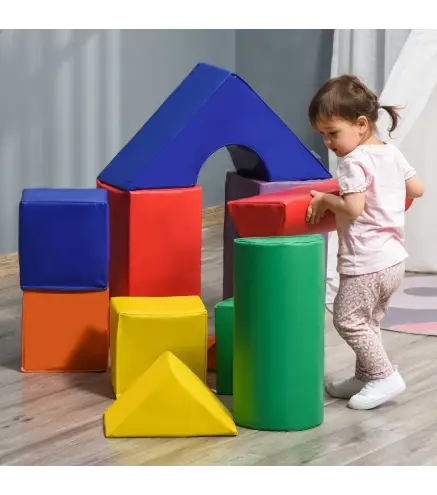 Juego de 11 Bloques de Espuma para Niños Bloques Psicomotricidad Figuras de Construcción 50x50x25 cm Multicolor
