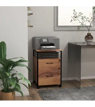 Cajonera de Oficina Cajonera para Escritorio con Ruedas Archivador para Tamaño Carta A4 44x40x66,5 cm Marrón Rústico