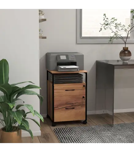 Cajonera de Oficina Cajonera para Escritorio con Ruedas Archivador para Tamaño Carta A4 44x40x66,5 cm Marrón Rústico