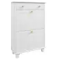Mueble Zapatero Blanco Zapatero Estrecho con 2 Puertas Abatibles y 1 Cajón para 8 Pares de Zapatos 60x23,5x98,5 cm