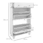 Mueble Zapatero Blanco Zapatero Estrecho con 2 Puertas Abatibles y 1 Cajón para 8 Pares de Zapatos 60x23,5x98,5 cm