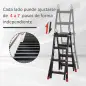 Escalera Telescópica de Aluminio 4 m Escalera Extensible Plegable con 8 Peldaños Ajustables y 2 Formas Carga 150 kg