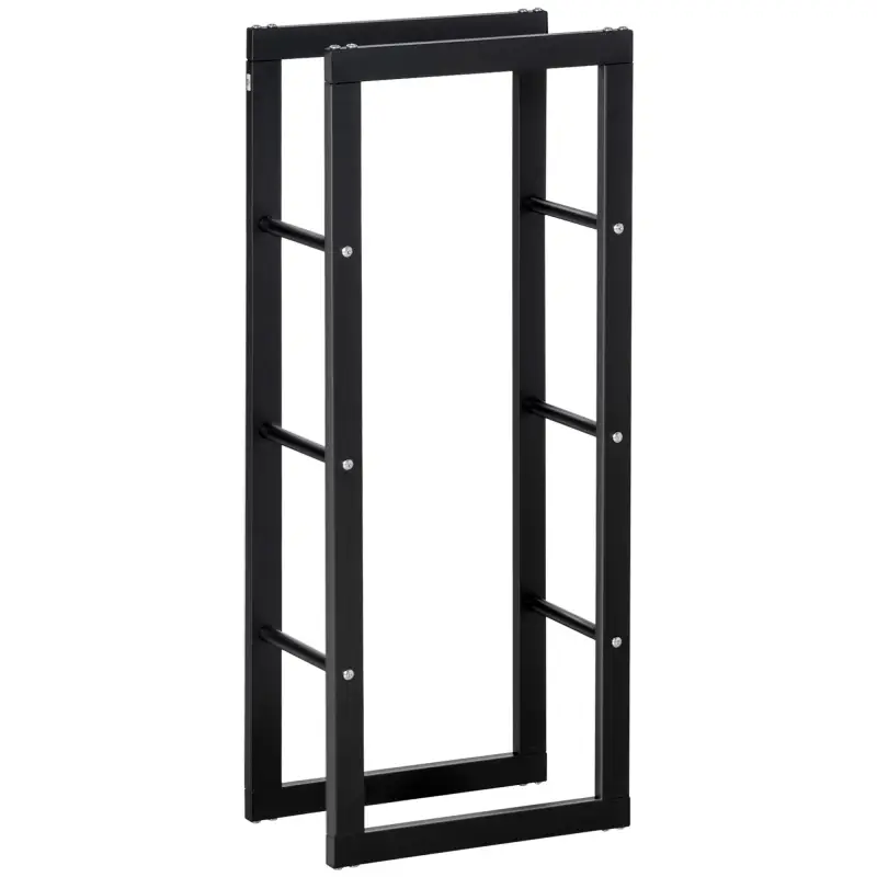 Soporte para Leña de Metal Estante de Leña Leñero de Exterior para Interior y Exterior Carga 100 kg 40x25x100 cm Negro