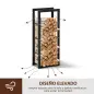 Soporte para Leña de Metal Estante de Leña Leñero de Exterior para Interior y Exterior Carga 100 kg 40x25x100 cm Negro