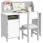 Escritorio Infantil de Madera con Silla y Mesa con Organizador y Pizarra Blanca para +5 Años 90x45x85 cm Gris