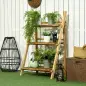 Soporte para Plantas de Madera de 3 Niveles Estantería para Plantas Plegable Soporte para Macetas 60x37x93 cm Natural