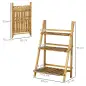 Soporte para Plantas de Madera de 3 Niveles Estantería para Plantas Plegable Soporte para Macetas 60x37x93 cm Natural