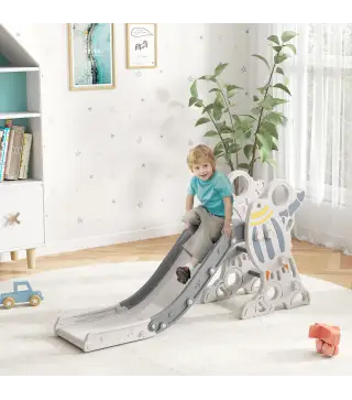 Tobogán Infantil para Niños de 18-36 Meses con 3 Escalones Antideslizantes para Interior Exterior 157x46,5x80 cm Gris