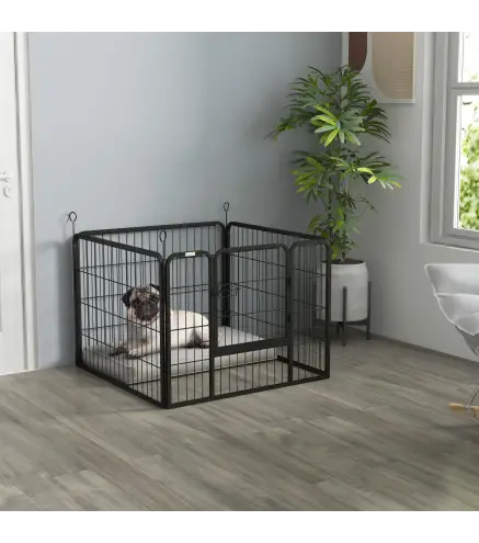 Parque para Perros de 4 Paneles Parque de Juegos Plegable para Mascotas para Exterior e Interior 82x82x60 cm Gris