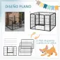 Parque para Perros de 4 Paneles Parque de Juegos Plegable para Mascotas para Exterior e Interior 82x82x60 cm Gris
