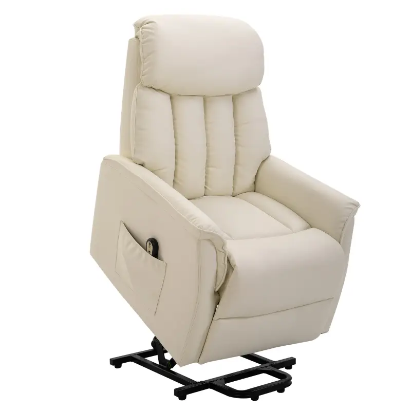Sillón Levanta Personas Silla Reclinable Elevador con Reposapiés Mando a Distancia Reclinación 145° 80x94x104 cm Crema