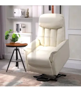 Sillón Levanta Personas Silla Reclinable Elevador con Reposapiés Mando a Distancia Reclinación 145° 80x94x104 cm Crema