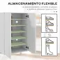Mueble Zapatero con Espejo para 18 Pares de Zapatos con 5 Estantes Ajustables para Recibidor 60x32x95 cm Blanco