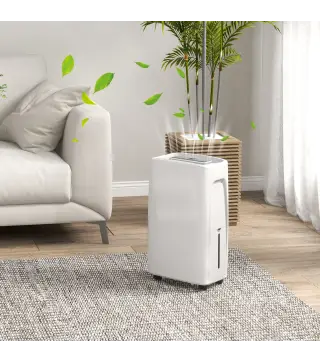 Deshumidificador Eléctrico 12L/Días Silencioso con 4 Modos 2 Velocidades 29x18x49 cm Blanco