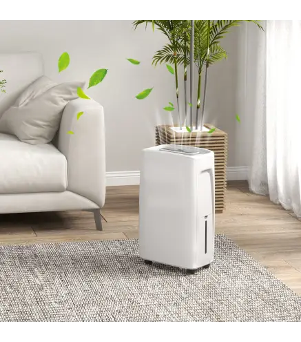 Deshumidificador Eléctrico 12L/Días Silencioso con 4 Modos 2 Velocidades 29x18x49 cm Blanco