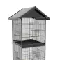 Jaula para Pájaros Grande de 2 Pisos Convertible en Sola Jaula con Ruedas Comederos 4 Perchas 78x75x168 cm Negro