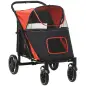 Cochecito para Perros Plegable Carrito para Mascotas con Ventanas de Malla Correas de Seguridad 112x65x100 cm Rojo