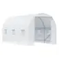 Invernadero de Túnel con Puerta Enrollable y 6 Ventanas para Cultivo Plantas Verduras 445x200x200 cm Blanco