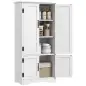 Alacena de Cocina Aparador Alto de Cocina Mueble Auxiliar con 4 Puertas y Estantes Ajustables 60x30x123 cm Blanco