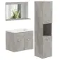 Conjunto de Muebles de Baño de Pared 3 Piezas Incluye Espejo Armario con Lavabo Cerámico y Columna Auxiliar de Baño Gris