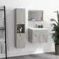 Conjunto de Muebles de Baño de Pared 3 Piezas Incluye Espejo Armario con Lavabo Cerámico y Columna Auxiliar de Baño Gris