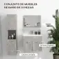 Conjunto de Muebles de Baño de Pared 3 Piezas Incluye Espejo Armario con Lavabo Cerámico y Columna Auxiliar de Baño Gris