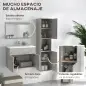 Conjunto de Muebles de Baño de Pared 3 Piezas Incluye Espejo Armario con Lavabo Cerámico y Columna Auxiliar de Baño Gris