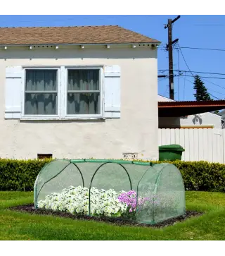 Mini Invernadero 200x100x80 cm para Jardín Vivero Casero Tipo Túnel con Marco de Acero y Cubierta Plástico Verde