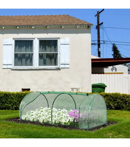 Mini Invernadero 200x100x80 cm para Jardín Vivero Casero Tipo Túnel con Marco de Acero y Cubierta Plástico Verde