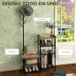 Perchero con Zapatero Industrial con 5 Estantes y 6 Ganchos para Colgar Bolsos Ropa 92.5x28.2x182 cm Marrón Rústico