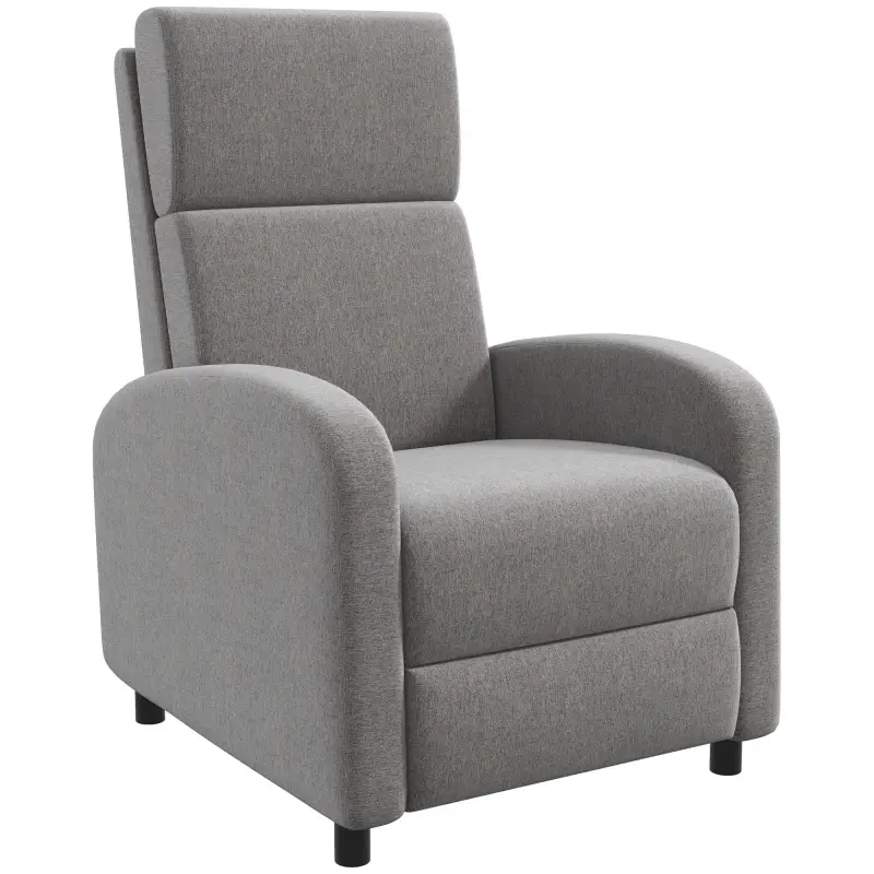 Sillón Relax Reclinable hasta 160° Sofá Reclinable Moderno con Reposapiés Soporta hasta 120 kg 64x86x102 cm Gris