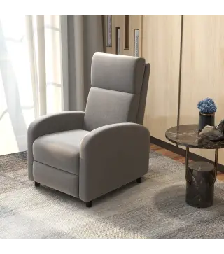 Sillón Relax Reclinable hasta 160° Sofá Reclinable Moderno con Reposapiés Soporta hasta 120 kg 64x86x102 cm Gris