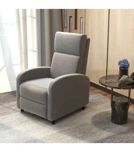 Sillón Relax Reclinable hasta 160° Sofá Reclinable Moderno con Reposapiés Soporta hasta 120 kg 64x86x102 cm Gris