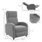 Sillón Relax Reclinable hasta 160° Sofá Reclinable Moderno con Reposapiés Soporta hasta 120 kg 64x86x102 cm Gris